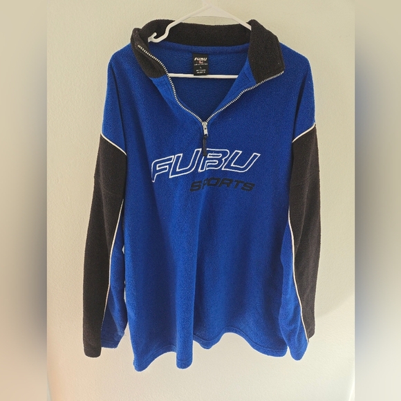 Vintage Fubu Sports Jacket Mens Size Large Fleece Big Logo Y2K Spell Out Retro - Picture 1 of 6